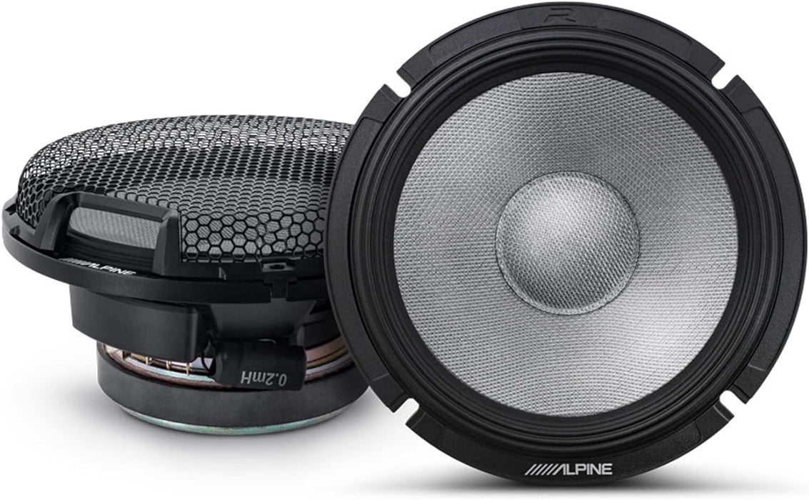 R2-S65C Alpine R-Series 6.5" High-Resolution 2-Way Component Speaker Set w/ 1" Tweeters 100W RMS Car Audio 4 Ohm (Pair)