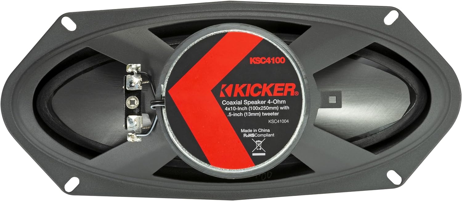 51KSC41004 KICKER KS Series 4x10 Inch Coaxial 2 Way Speakers 75W RMS 4 Ohm Car Audio (Pair)