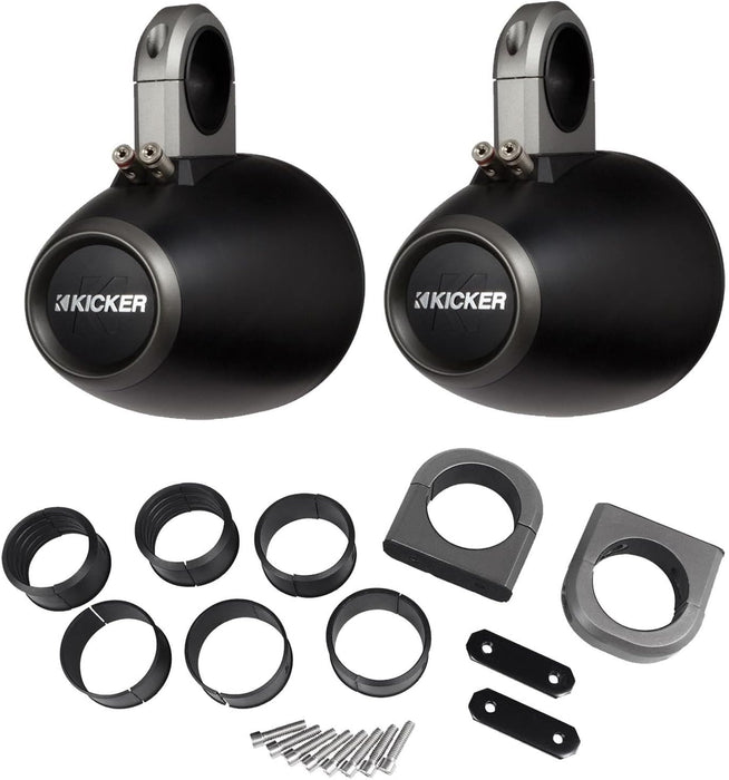 12KMTES KICKER 6.5" Marine Wake Tower/Roll Bar Empty Speaker Enclosures ONLY, Black (Pair) (speakers not included)