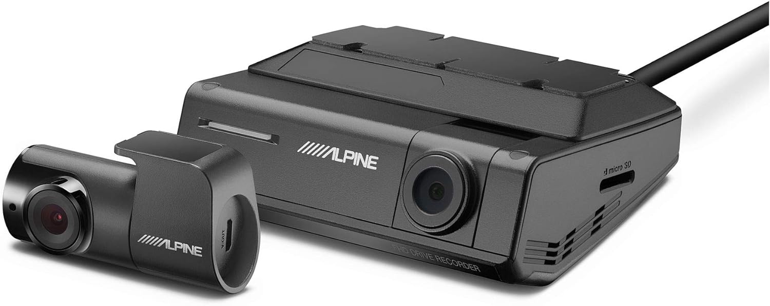 DVR-C320R Alpine Premium 1080P Night Vision Dash Camera Bundle (Front + Rear) with Built-in Drive Assist