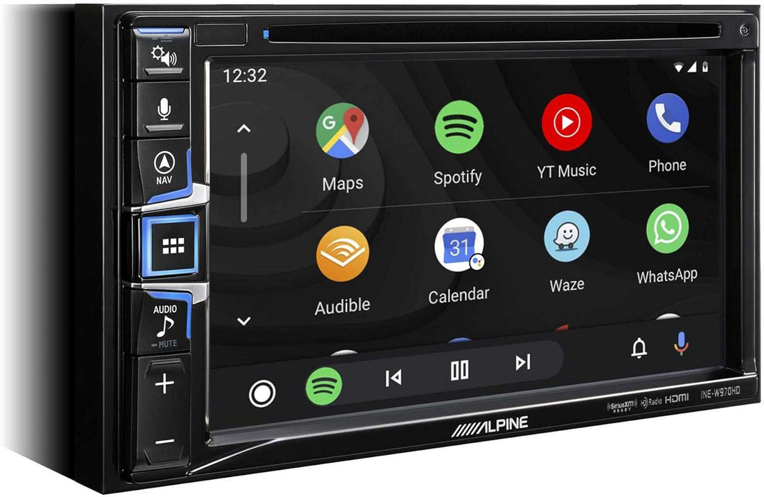INE-W970HD Alpine 6.5" CD/DVD Receiver Double-Din Touchscreen Head Unit with Built-In GPS Navigation, CarPlay and Android Auto, HDMI