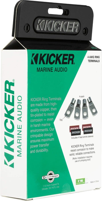 47RT4 KICKER Marine-Grade 5/16" Ring Terminals for 4 AWG 4 Gauge Wire (4 Pack)