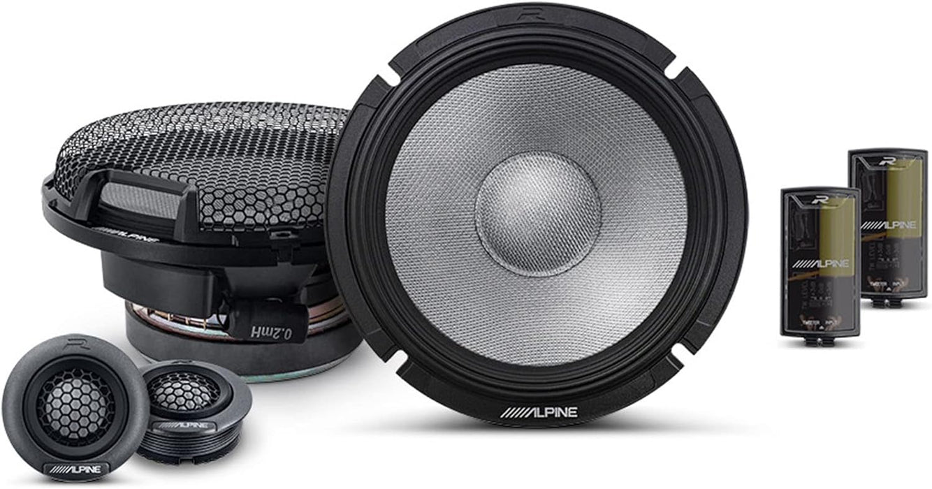 R2-S65C Alpine R-Series 6.5" High-Resolution 2-Way Component Speaker Set w/ 1" Tweeters 100W RMS Car Audio 4 Ohm (Pair)