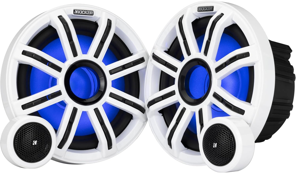 51MSS8 KICKER Premium 8" Marine Component 2-Way Waterproof Speakers w/LED's MSS8 200W RMS 4 Ohm (Pair)