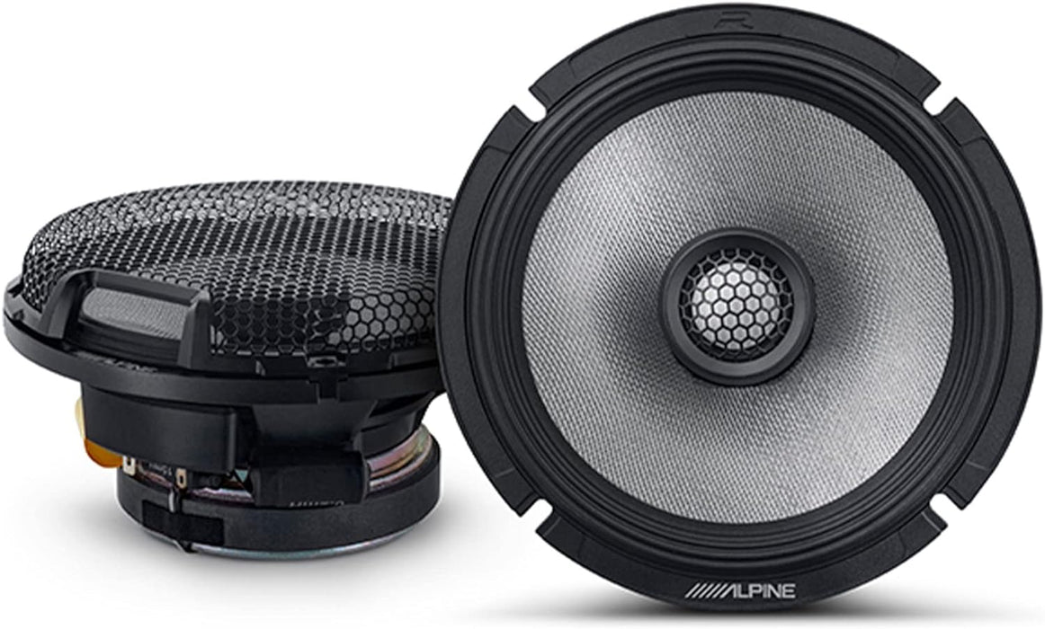R2-S65 Alpine R-Series 6.5" 6 1/2 inch High-Resolution Coaxial 2-Way Speakers 100W RMS 4 Ohm Car Audio (Pair)