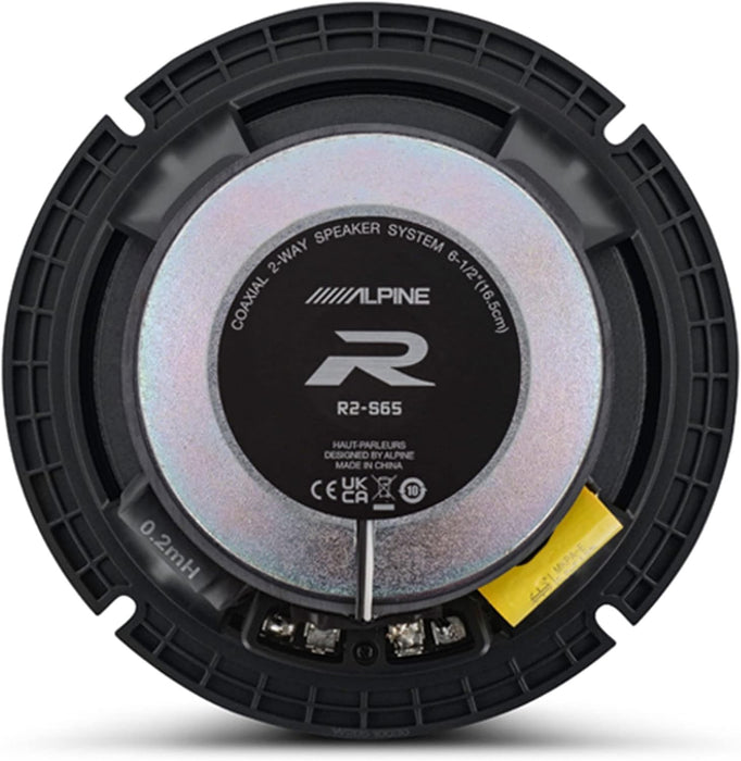 R2-S65 Alpine R-Series 6.5" 6 1/2 inch High-Resolution Coaxial 2-Way Speakers 100W RMS 4 Ohm Car Audio (Pair)
