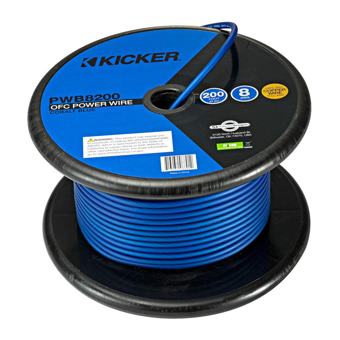 46PWB8200 KICKER 8 Gauge 200ft Power Wire Cable Spool Blue 8 AWG 8 GA