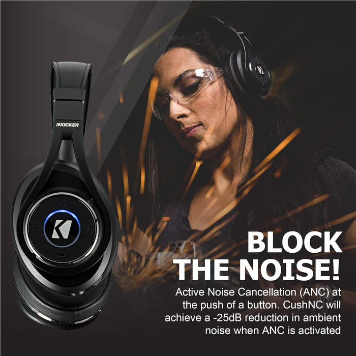 46HPNC KICKER CushNC Over-Ear Bluetooth Headphones Noise-Cancelling with Microphone Gaming Over-Ear Headphones with Detachable Cord