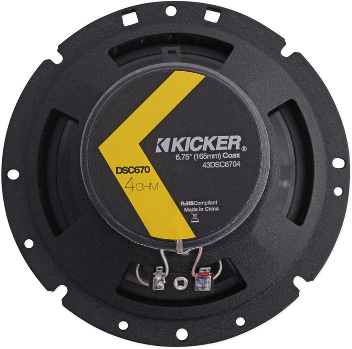 43DSC6704 KICKER DS Series 6.75" 6 3/4" Coaxial 2 Way Speakers Factory Upgrade 60W RMS 240W Peak 4 Ohm Car Audio (Pair)