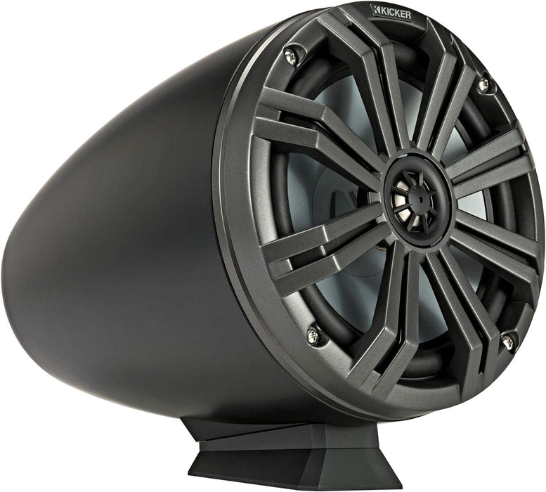 46KMFC8 KICKER KM Series 8" Black Marine LED Lighted Coaxial Speakers+Surface Flat Mount Pods 4 Ohm (Pair)
