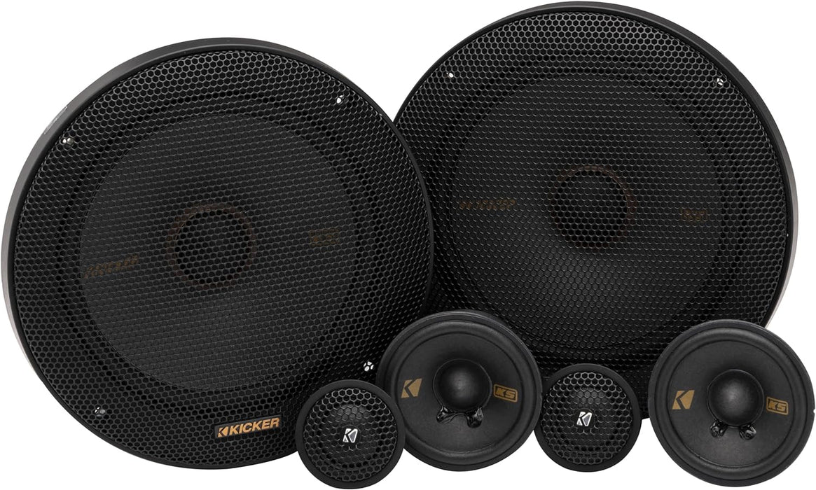 51KSS365 KICKER KS Series 6.5" 6 1/2 Inch 3-Way Component Speakers Set w/ 2.75" Midrange Speaker and 1" Inch Tweeters 100W RMS Car Audio 4 Ohm (Pair)