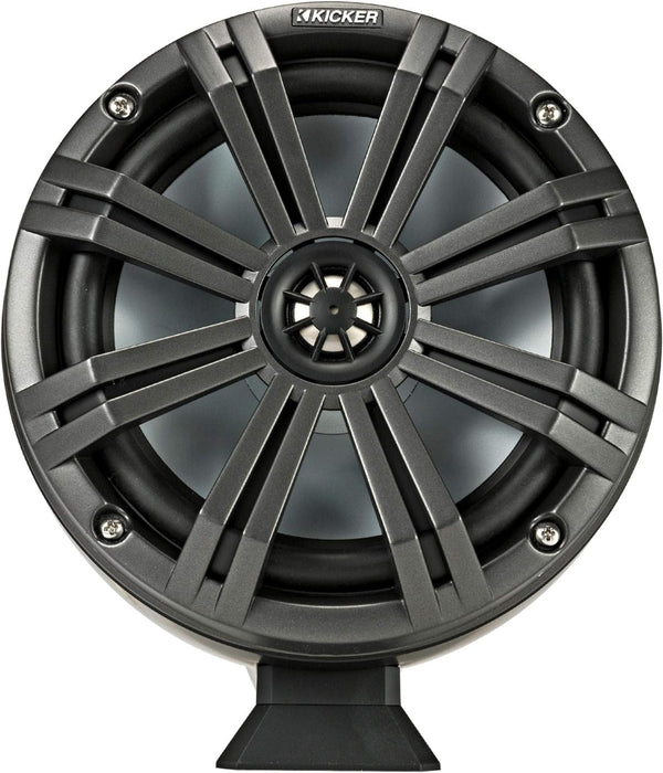 46KMFC8 KICKER KM Series 8" Black Marine LED Lighted Coaxial Speakers+Surface Flat Mount Pods 4 Ohm (Pair)