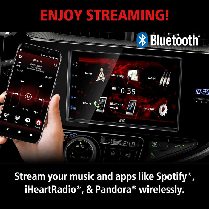 KW-M180BT JVC Digital Multimedia Receiver 6.75” Double-Din Touchscreen Shallow Chassis Head Unit with AM/FM, Bluetooth, USB Port, Fast Bootup Car Radio
