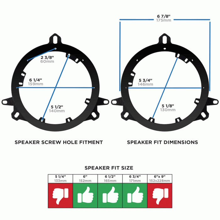 82-8148 METRA Speaker Mounting Adapters 6" - 6.75" Lexus/Scion/Toyota 1998-Up