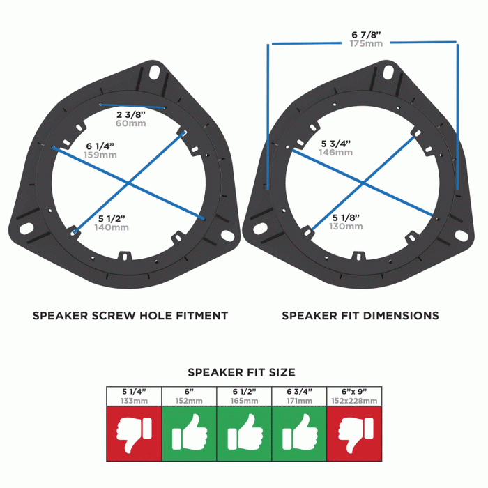 82-8153 METRA Speaker Mounting Adapters 6" - 6.75" Toyota 2001-2007 - Front Door