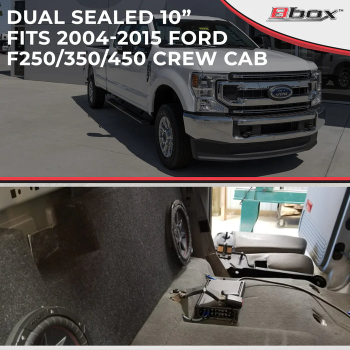 A393-10CP Atrend Dual 10" Sealed Carpeted - Fits 2008 - 2016 Ford F250/350/450 Crew Cab (Unloaded Enclosure)