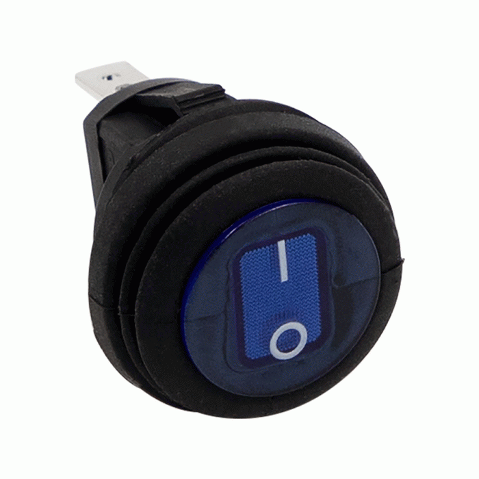 HE-BRS Metra Round Rocker Switch w/ Rubber Cover- Latched Up / Latched Down (Blue)