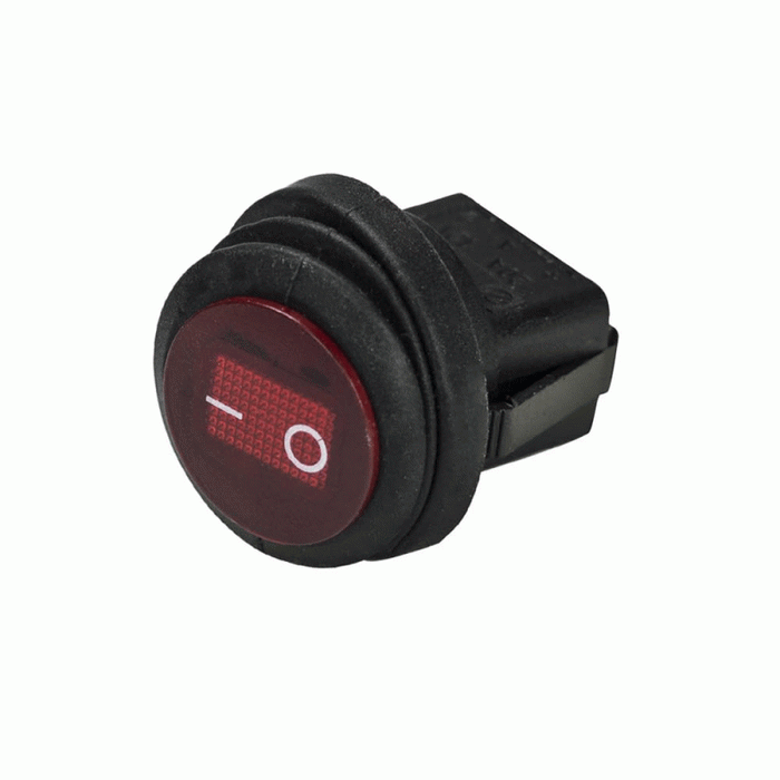HE-RRS Metra Round Rocker Switch w/ Rubber Cover- Latched Up / Latched Down (Red)