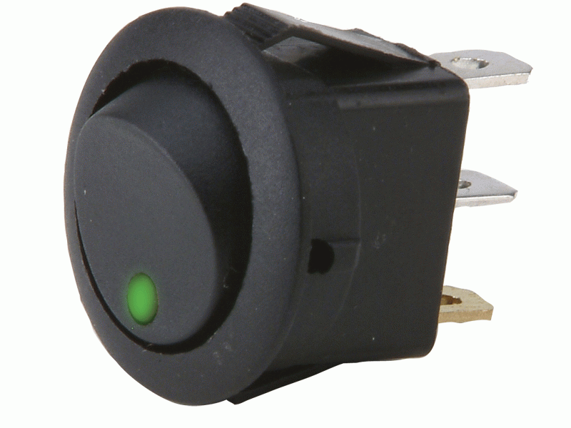 IBRRSG Metra Round Rocker Switch - Latched Up / Latched Down (Green)