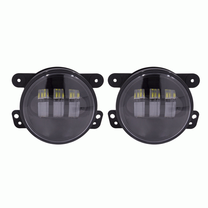 JP-701FLB METRA 4" LED Fog Lights with Black Face - Jeep Wrangler JK/JL/JT