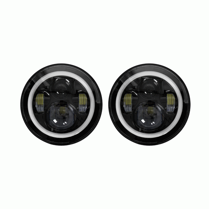 JP-702B METRA 7" LED Headlights with Black Face and Full Halo - Jeep Wrangler TJ/JK/JL