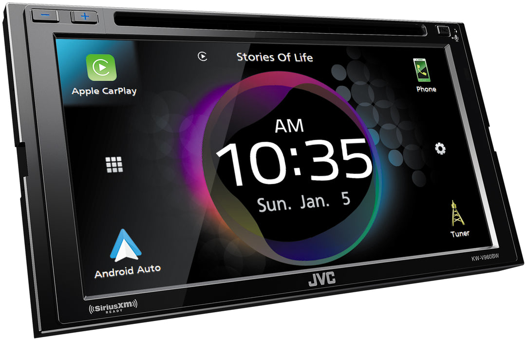 KW-V960BW JVC Hi-Res Digital Multimedia CD/DVD Receiver 6.8” Double-Din Touchscreen Head Unit with Wireless CarPlay and Wireless Android Auto, AM/FM, Bluetooth, USB, iDatalink Maestro, SiriusXM Ready, Car Radio