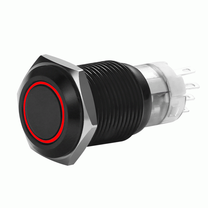 MIBRBSR19 Metra 19MM Black Momentary Switch w/ Harness - RED