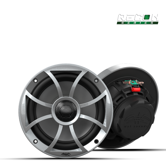 RECON 6-S Wet Sounds Recon Series 6.5" High-Output Component Style Coaxial Speakers w/ XS-Silver Grilles 60W RMS 4 Ohm (Pair)