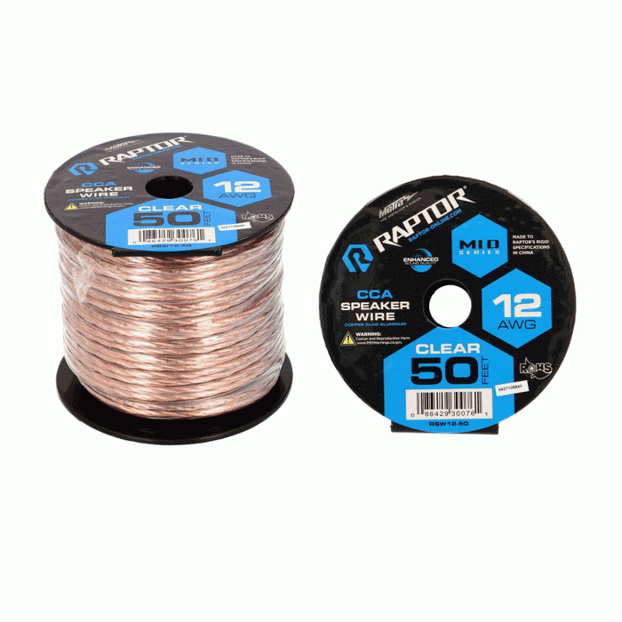 RSW12-50 METRA 12 Gauge CCA Speaker Wire CLEAR 50FT