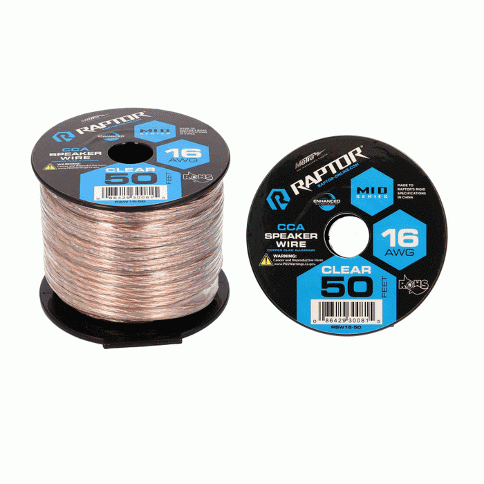 RSW16-50 METRA 16 Gauge CCA Speaker Wire CLEAR 50FT