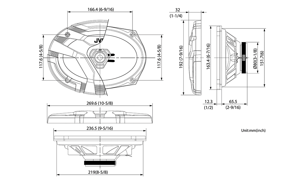 CS-DF6920 JVC DRVN DF Series 6x9 Inch Coaxial 2 Way Speakers Factory Replacement 30W RMS 4 Ohm Car Audio (Pair)