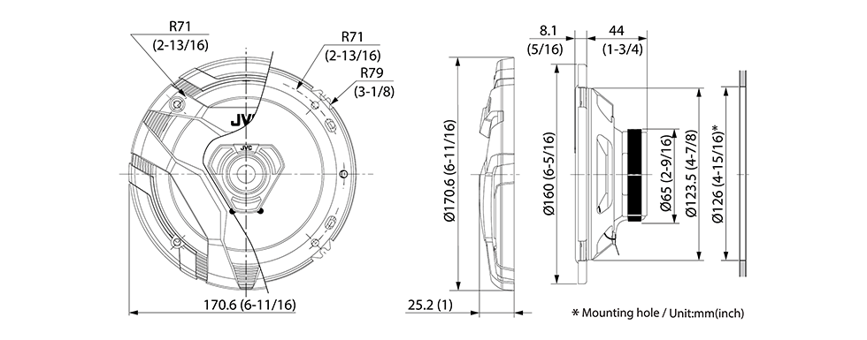 CS-DF620 JVC DRVN DF Series 6.5" 6 1/2 Inch Coaxial 2 Way Speakers Factory Replacement 25W RMS 4 Ohm Car Audio (Pair)