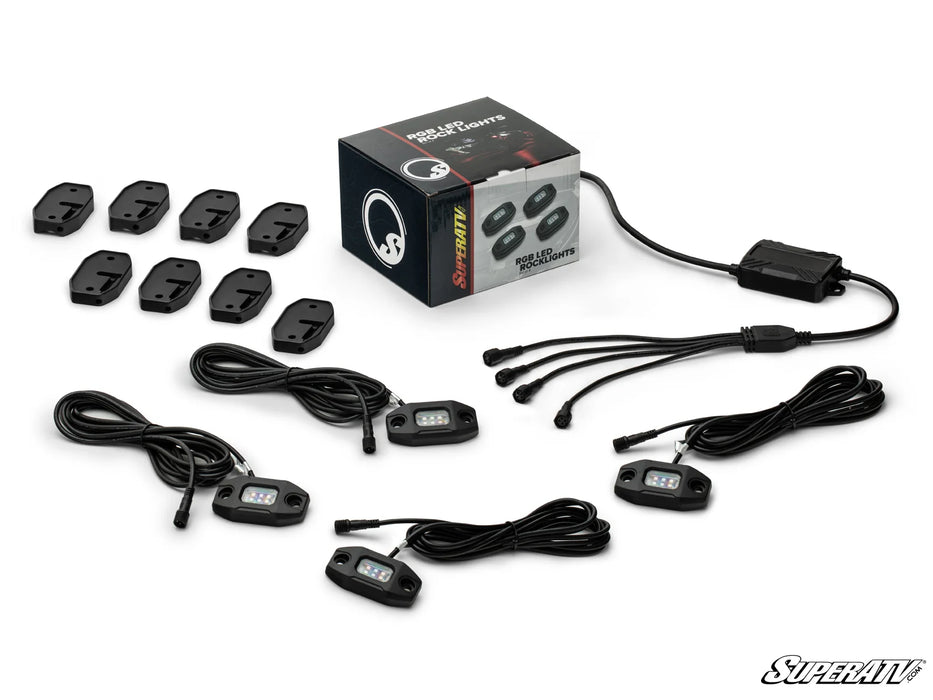 RL-U-001 SuperATV RGB LED Rock Light Kit (4pcs) with Bluetooth Controller IP68 Waterproof