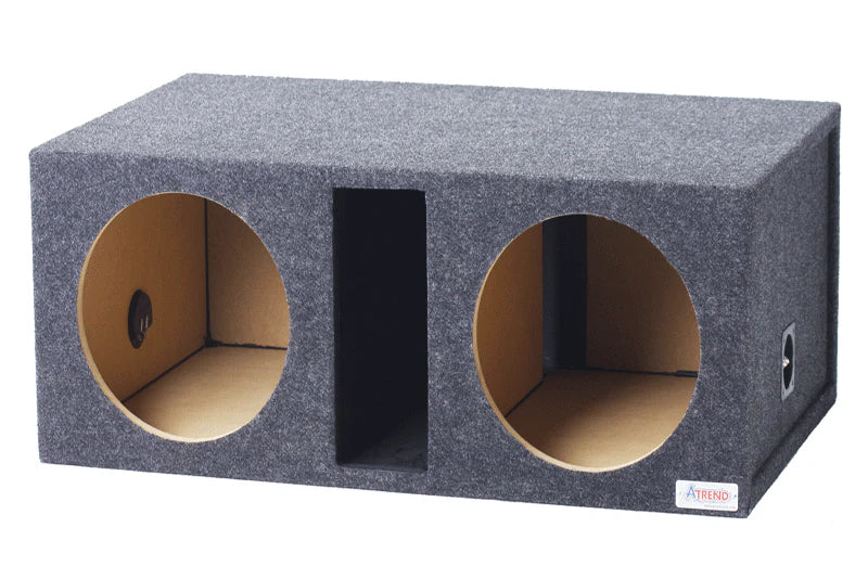 12SPLDV Black Carpeted Atrend 12" Dual Subwoofer Ported Box For SPL High-Output Subwoofers (Unloaded Enclosure)