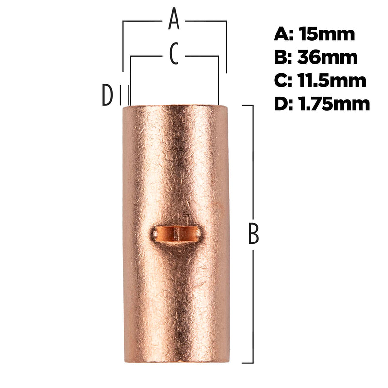CUR1-0 METRA Uninsulated 1/0 GA Copper Butt Connector (Each)