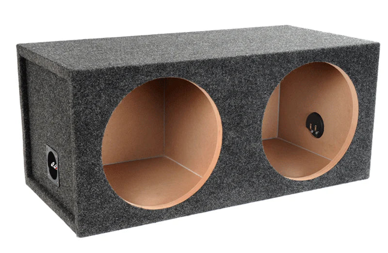 12DQ Charcoal Carpeted Atrend 12" Dual Subwoofer Sealed Box (Unloaded Enclosure)