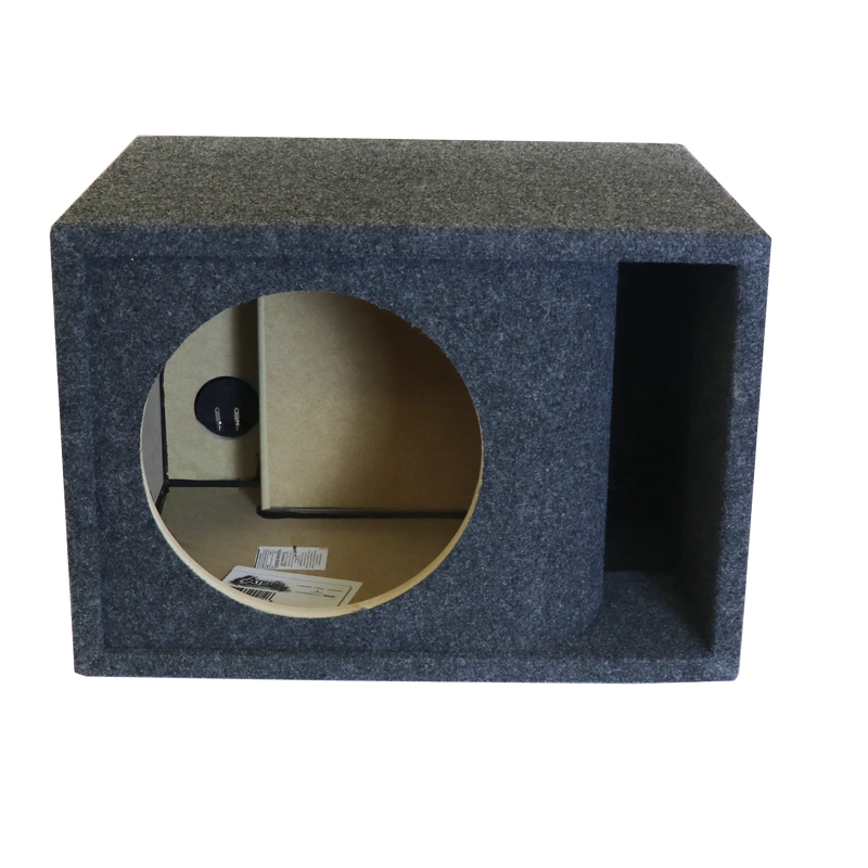 10SQVKF Charcoal Carpeted Atrend 10" Single Subwoofer Kerf-Vented Box (Unloaded Enclosure)