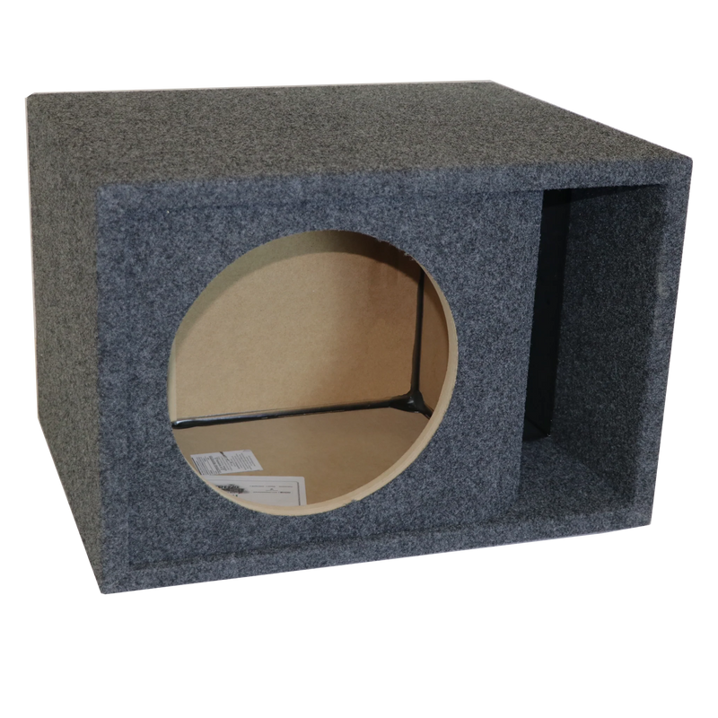 12SQVKF Charcoal Carpeted Atrend 12" Single Subwoofer Kerf-Vented Box (Unloaded Enclosure)