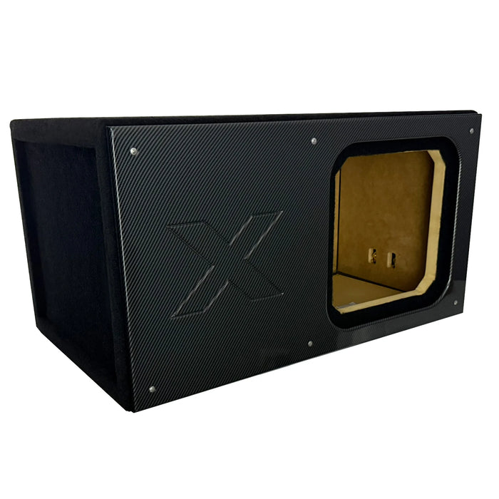 12SXK-P Black Atrend Single 12" Kicker Solo X Box w/ Custom front Plate (Unloaded Enclosure)