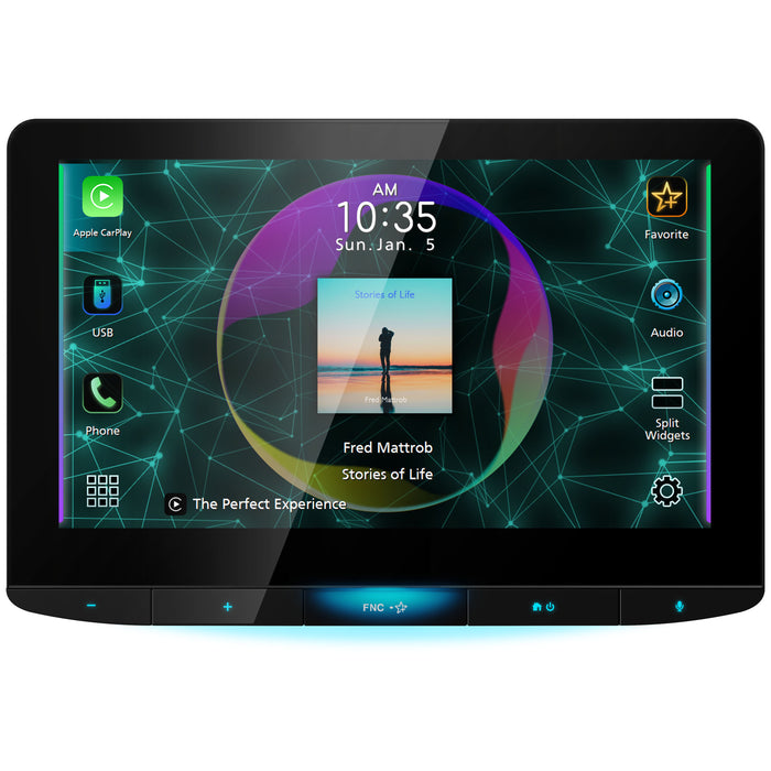 KW-Z1000W JVC 10.1" Floating Touchscreen HD Display Hi-Res Audio Digital Multimedia Receiver Double-Din Head Unit with Wireless CarPlay and Wireless Android Auto, HDMI, AM/FM, Bluetooth, USB, iDatalink Maestro, SiriusXM Ready, Car Radio