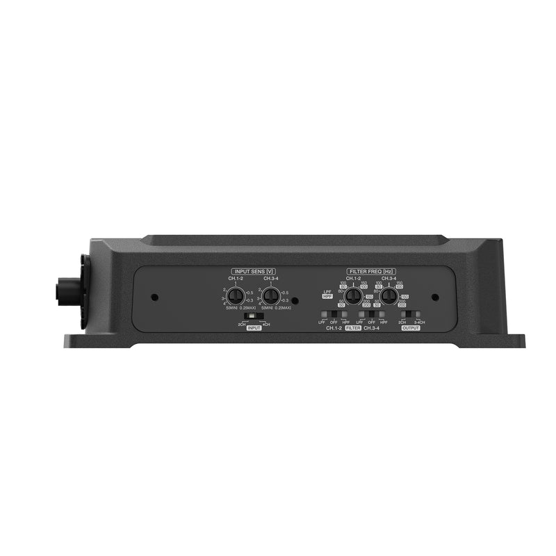 KS-DR2004D JVC 4-Channel Compact Powersports Digital Amplifier 50Wx4 at 4ohms 75Wx4 at 2ohms RMS, 600W Peak Marine, UTV & Motorsport Vehicles, Solid Corrosion-Resistant Aluminum Chassis, IP66 / IP67 Certified and Water Vibration-Proof