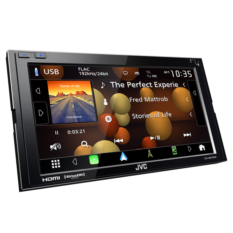KW-M875BW JVC Hi-Res Audio Digital Multimedia Receiver 6.8” Double-Din Touchscreen Head Unit with Wireless CarPlay and Wireless Android Auto, HDMI, AM/FM, Bluetooth, USB Type C Port, iDatalink Maestro, SiriusXM Ready, Car Radio