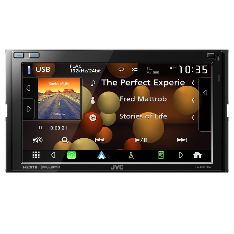 KW-M875BW JVC Hi-Res Audio Digital Multimedia Receiver 6.8” Double-Din Touchscreen Head Unit with Wireless CarPlay and Wireless Android Auto, HDMI, AM/FM, Bluetooth, USB Type C Port, iDatalink Maestro, SiriusXM Ready, Car Radio