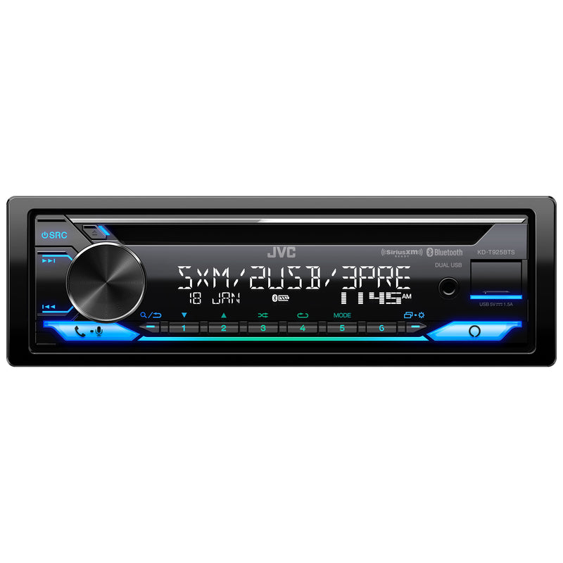 KD-T925BTS JVC Single-Din CD Player Head Unit with Bluetooth, Dual USB, AM/FM Radio, SiriusXM Ready, Amazon Alexa Enabled, 13-Digit LCD Dual-Line Display, Car Radio Stereo Receiver