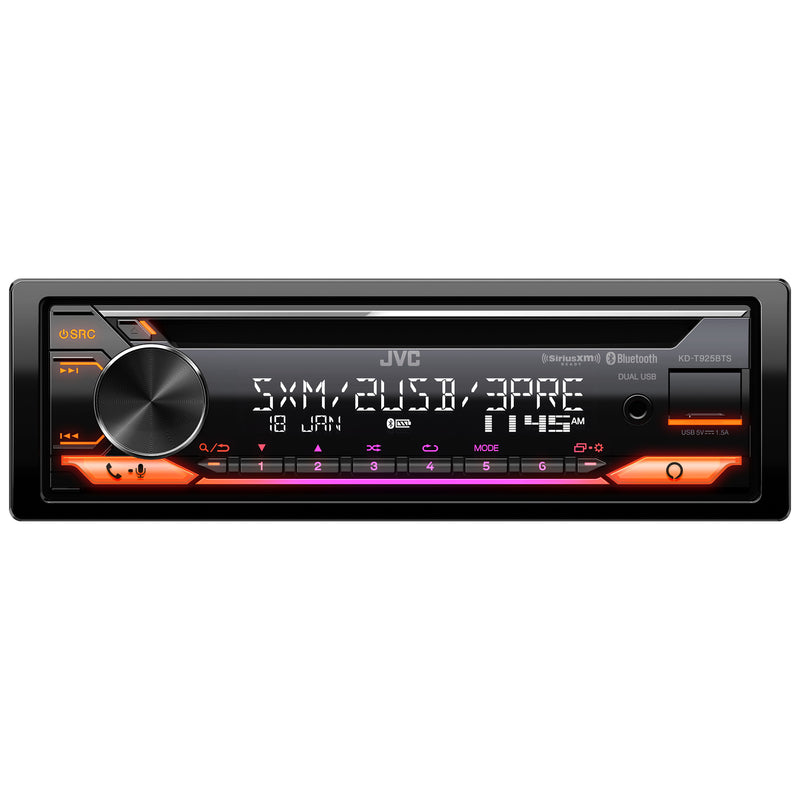 KD-T925BTS JVC Single-Din CD Player Head Unit with Bluetooth, Dual USB, AM/FM Radio, SiriusXM Ready, Amazon Alexa Enabled, 13-Digit LCD Dual-Line Display, Car Radio Stereo Receiver