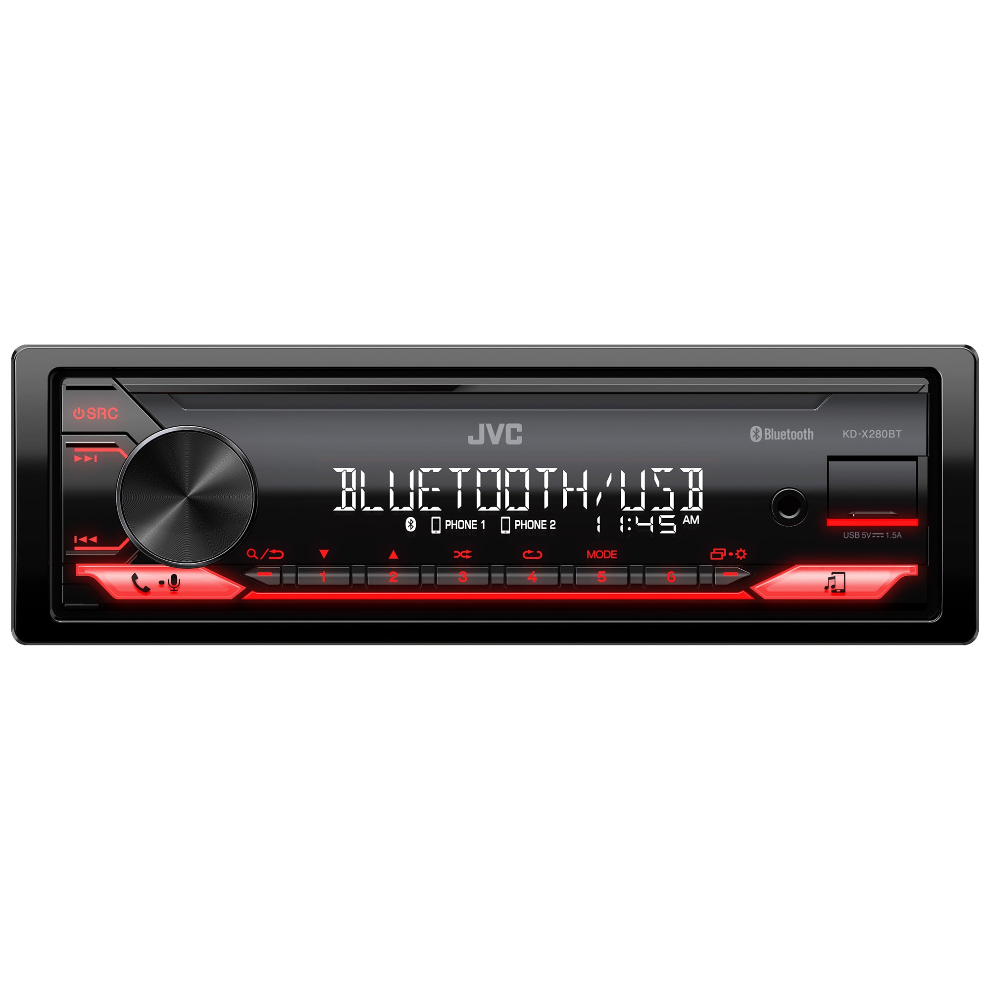 KD-X280BT JVC Bluetooth Single-Din Car Radio w/USB, AM/FM Radio