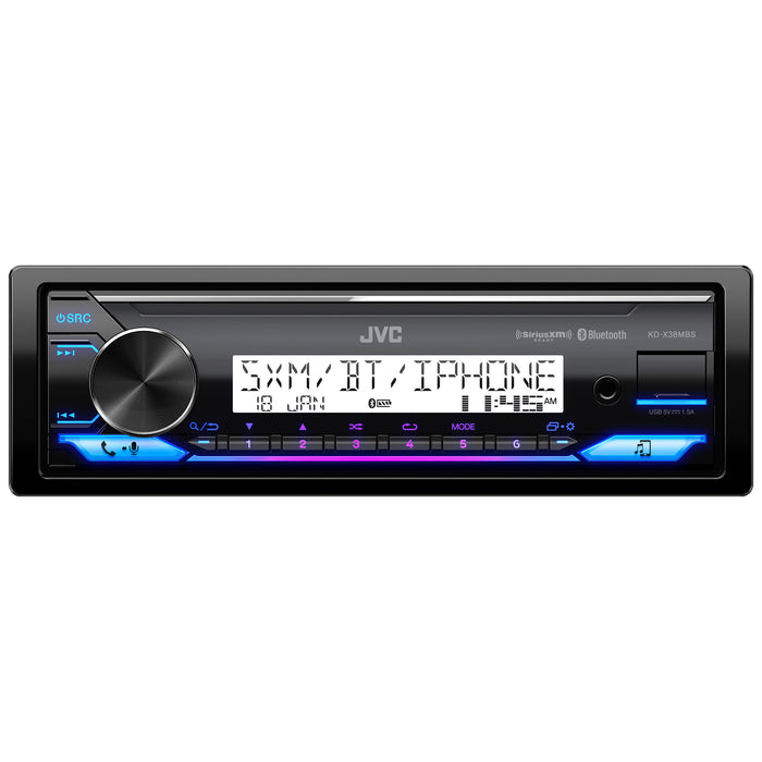KD-X38MBS JVC Car & Marine Digital Media Receiver Single-Din Radio w/ Bluetooth, USB, AM/FM, SiriusXM Ready, Compatible with Amazon Alexa, Conformal Coated PCB, Mechless Shallow Chassis