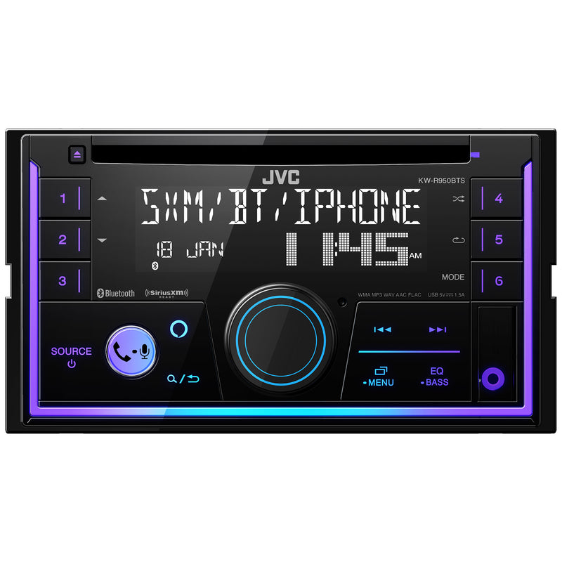 KW-R950BTS JVC Double-Din CD Player Head Unit AM/FM, Bluetooth, USB Port, SiriusXM Ready, Car Radio