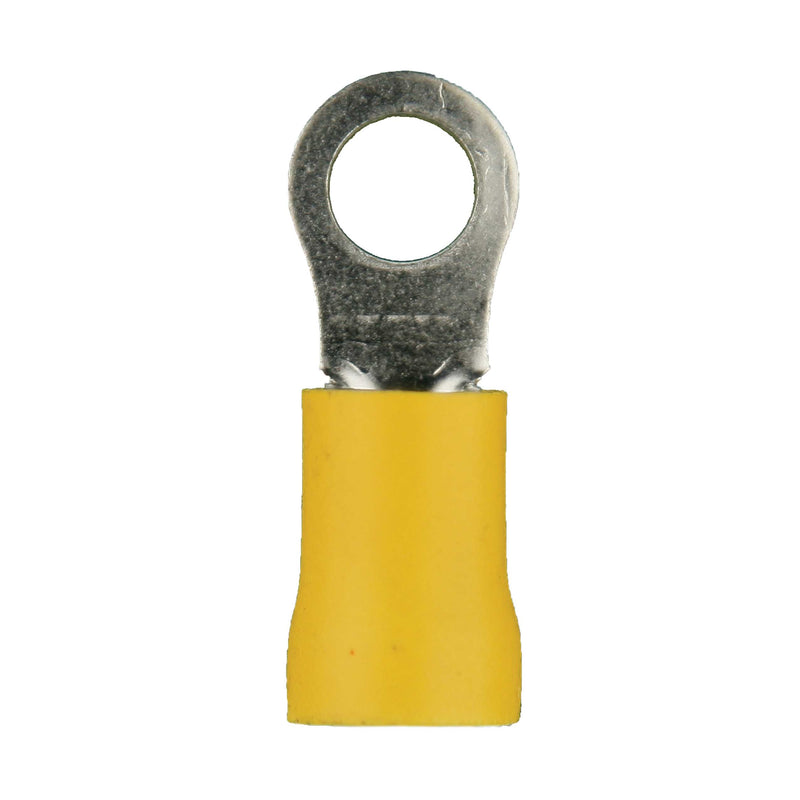 YVRT438 METRA Yellow Vinyl 3/8" Ring Terminal for 4 Gauge Wire (Each)