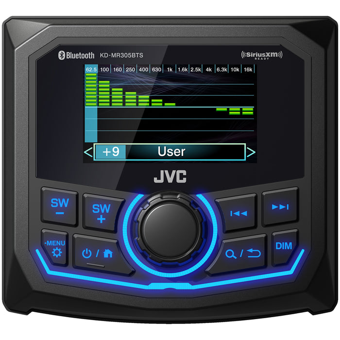 KD-MR305BTS JVC Marine Gauge Receiver Weatherproof 2.7" Inch LCD, Built in Amplifier, Bluetooth, USB Port, AM/FM/ Weather Band Tuner, SiriusXM Ready, Video Camera Input